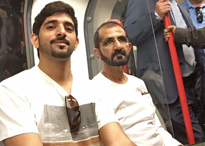 محمد بن راشد ونجله حمدان يستقلان مترو لندن