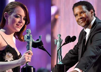 واشنطن وستون أفضل ممثل وممثلة وفقاً لممثلي الشاسة