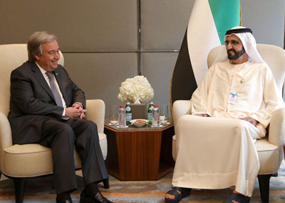 محمد بن راشد يستقبل أمين عام الامم المتحدة